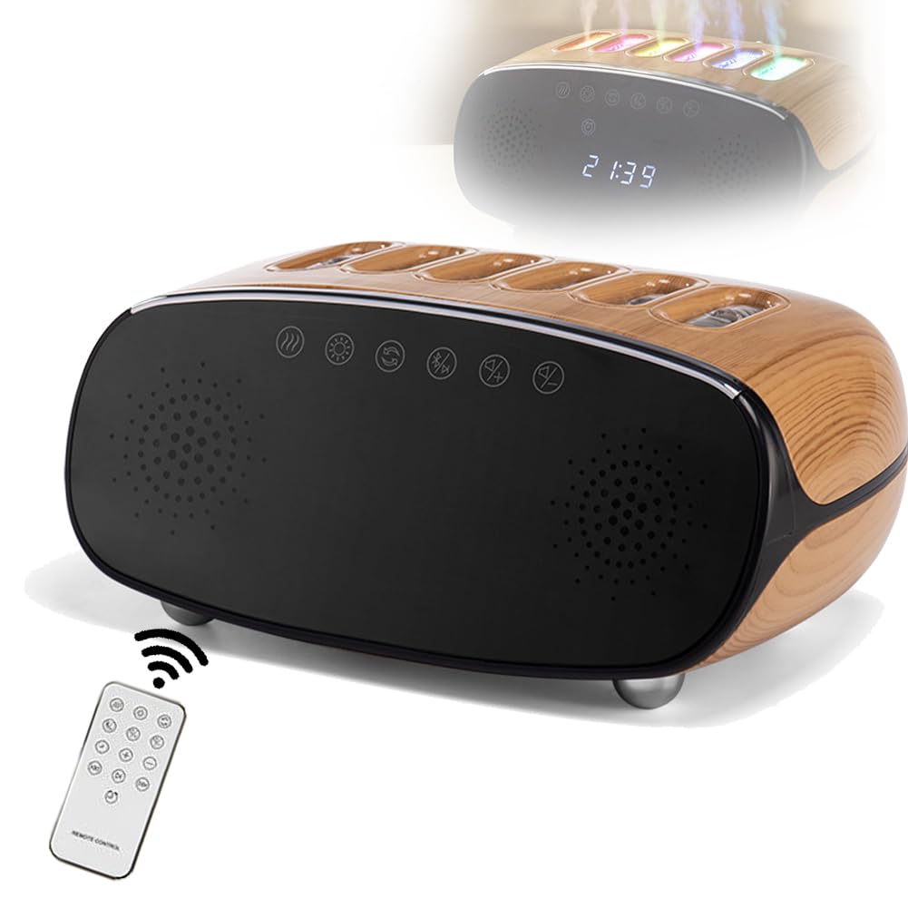 Inteligentny nawilżacz do sypialni, nawilżacz powietrza z zegarem cyfrowym, 7-kolorowe oświetlenie gradientowe, nastrojowe oświetlenie i pilot do głośnika Bluetooth, nawilżacz 500 ml Musical