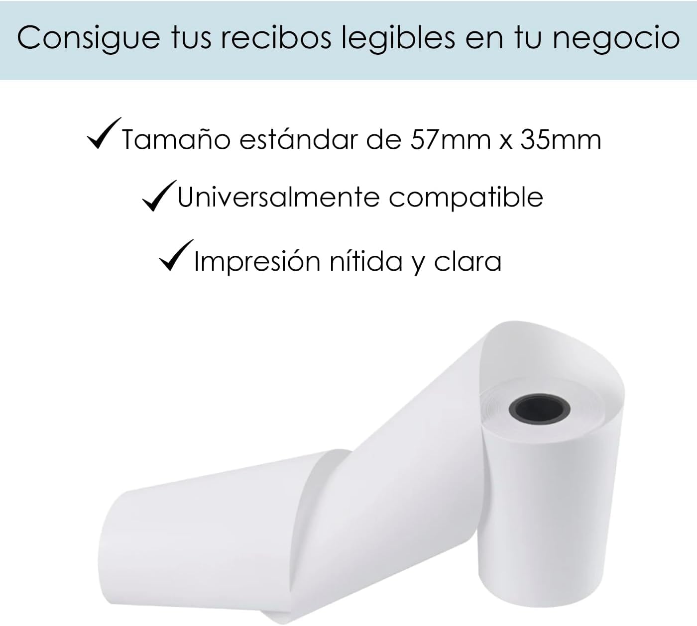 CAJA 200 Rollos de Papel Térmico para TPV, 57x35+3x12mm, Sin BPA, Blanco, Compatible Universal para Datáfonos e TPV(995735+3)