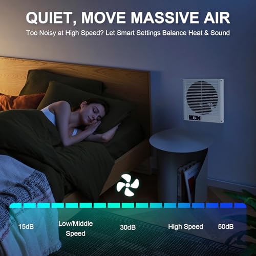8 Room to Room Fan with Remote, Reversible Through Wall Fan for Quietly Circulating Air, 320 CFM Through the Wall Fan with Temperature Control, Durable Build Quality, In Wall Fan for Closet, Laundry