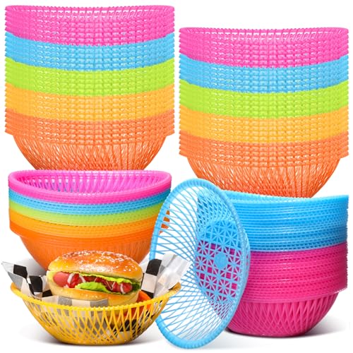 SiliFine 100 cestas de comida rápida a granel de 8 pulgadas, cestas ovaladas de plástico, canastas ovaladas grandes, para frutas, verduras, pan, cesta de almacenamiento de plástico para bricolaje,