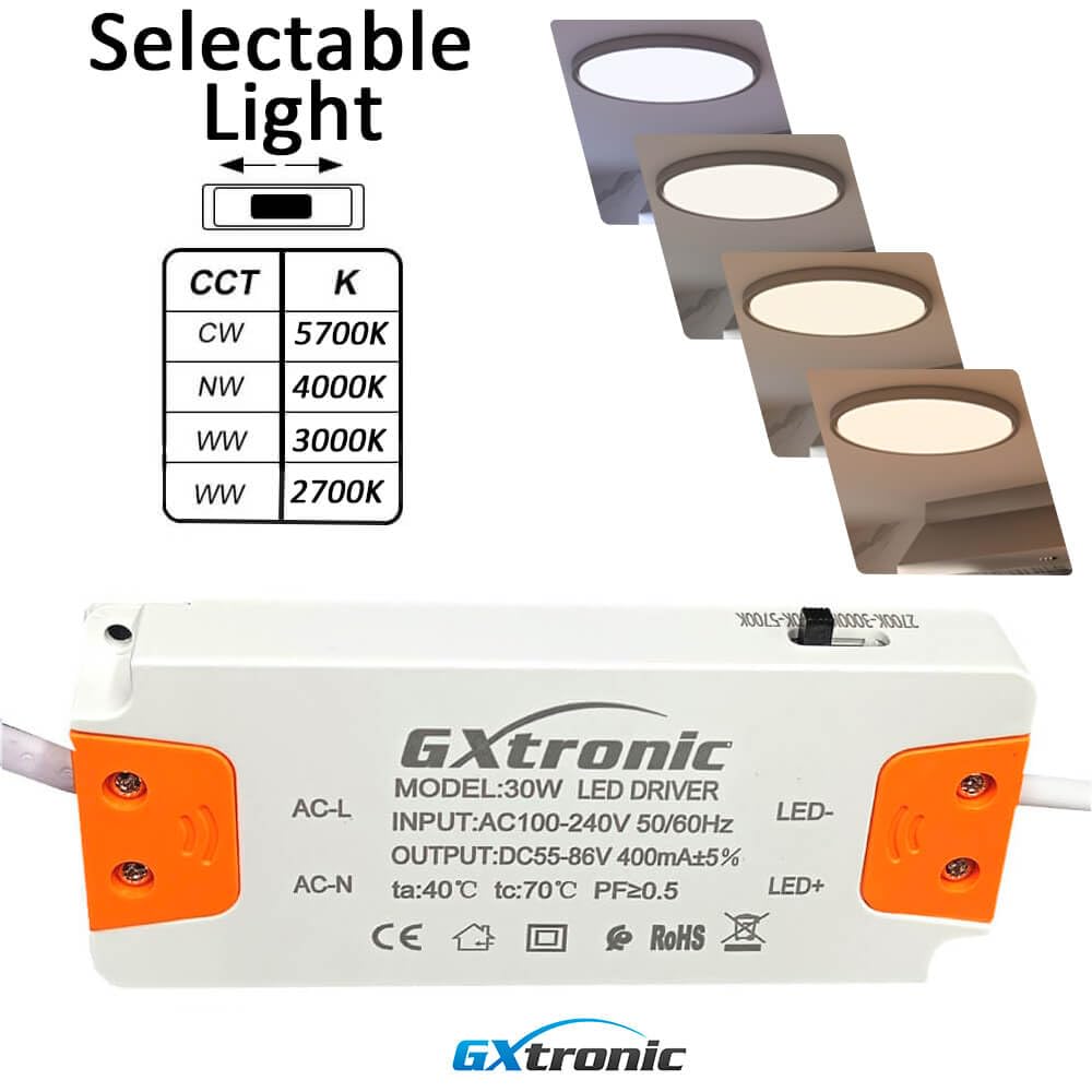 FactorLED ¡NOVEDAD! Plafón Led Circular, 30W (300W), 3600Lm, Ø29cm, Downlight Panel Superficie Redondo para Techo, Antideslumbramiento, Luz Seleccionable 4CCT 2700K-3000K-4000K-5700K (5, 290 mm)