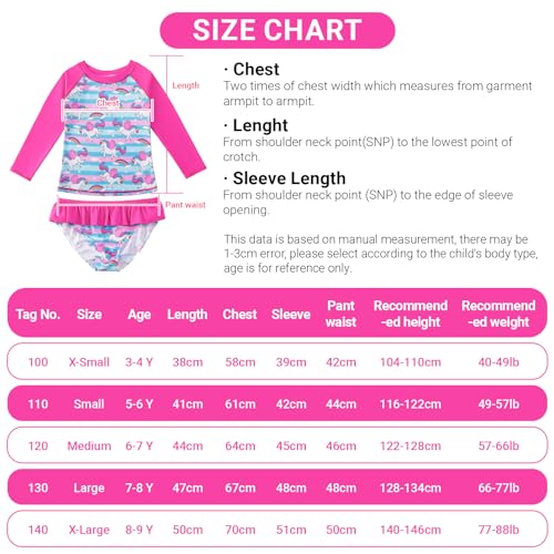 Image of JiAmy Girls Swimsuits Long Sleeve Bathing Suit Two Piece Rash Guard Set Beach Swimwear with UPF 50+ Sun Protection 3-9T