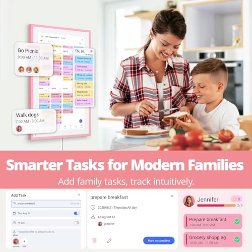 Image of Dragon Touch 15.6 inch Digital Calendar & Chore Chart - Interactive Touchscreen Smart Family Planner,Digital Picture Frame for Mom, Women, Christmas & Weddings Pink