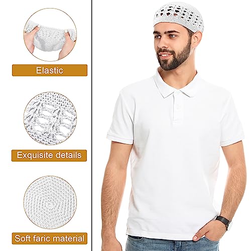 Image of Boyiee Kufi Hat for Men Muslim Knit Kufi Cap Crochet Beanie Skull Beanie African Hat for Men Women