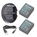 Newmowa BLH-1 Replacement Battery (2 Pack) and Dual USB Charger for Olympus BLH-1 and Olympus OM-D EM1 Mark II, OM-D E-M1X Camera(Half-Decoded)