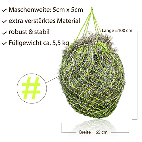 Extra Large Hay Net for Horses 5 x 5 cm Mesh Species-Appropriate Feeding Improved Digestion Hay Bag for Travelling Feeding Bag for Ponies Young Horses Old Horses Goats (4 x Light Green) - Image 3