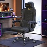 SONGMICS Gaming Chair, Ergonomic Office Computer Desk Chair with Footrest, Spring Seat Cushion, Synchronised Armrests, Ink Black OBG079BH07