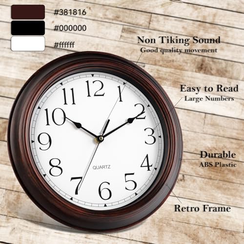 Wall Clocks Battery Operated Silent Non-Ticking Wall Clock 8.5 Inch Small Vintage Retro Rustic Style Decorative for Kitchen Living Room Home Office (Bronze) - Image 6