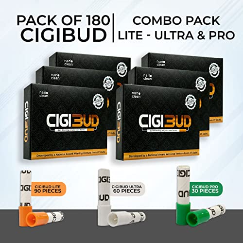 Image of Cigibud filters |Nanoclean Technology Reusable anti smoking filters|stoptar filters|filters to quit smoking|tar reduction filters|smoking accessories|Reduce tar and smoke|As Seen on Shark Tank - Combo of Orange Color - Pack of 3 - 90 Filters, White Color - Pack of 2 - 60 Filters, Green Color - Pack of 1 - 30 Filters