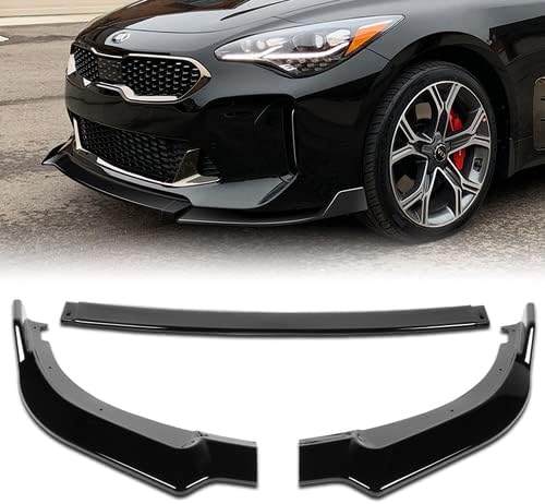 3 Pieces Front Bumper Lip Spoiler Splitter Side Body Kit Trim Protection Compatible with 2018-2023 Kia Stinger, 2019 2020 (Painted Carbon Style)