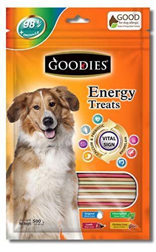 Image of Goodies DogsNCats Dog Energy Treats, Made of Vegetable Protein, 98% Digestible, Healthy Snack & Training Treat, Best for Dog with Meat Allergy, Mix Sticks 125gm (3 X 125g) Sold by DogsNCats
