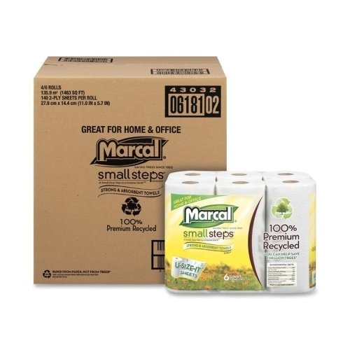 Marcal 6181CT - Toallas de papel, 2 capas, 140 hojasrollo, 24 rollosCT, color blanco