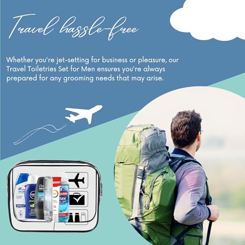 Men’s Travel Toiletries Set – Airport Approved Travel Size Toiletries Kit for Men, Overnight Essentials for Hospital, Camping & Holidays, Clear Travel Bag - Image 5