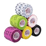 AMATHINGS 6 Stück selbsthaftende Bandage – selbstklebender Verband 5 cm breit und 4,5 m lang – Haftbandage für Finger, Hand, Zehen – Verband selbstklebend Tape Fingerpflaster Pflaster Rolle