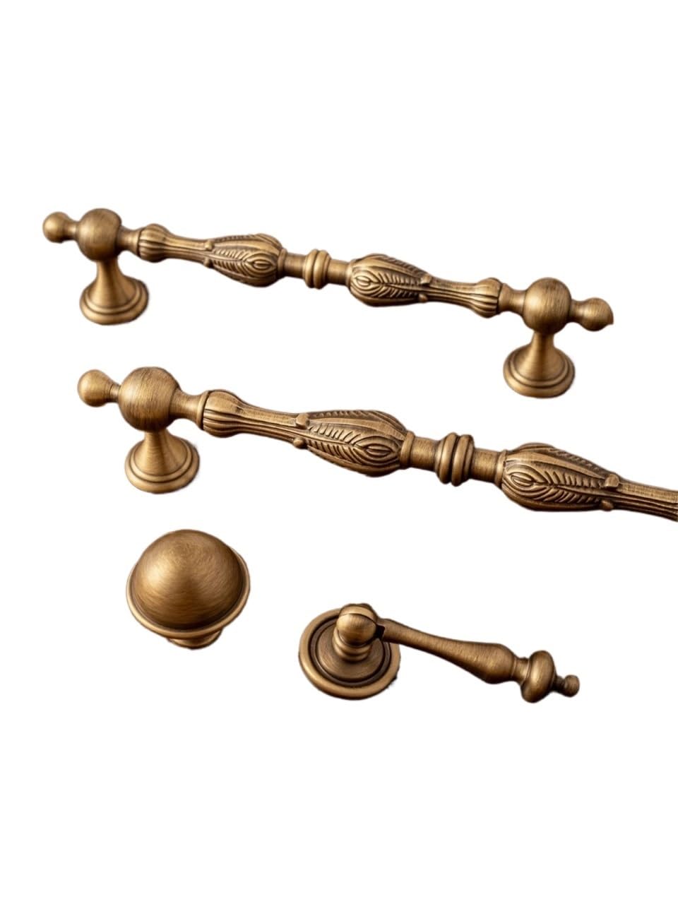 Qvorlth Vintage Cabinet Pulls 2pcs Brushed Antique Brass Handles Vintage Luxury Kitchen Cabinet Pulls Furniture Drawer Knob Wardrobe Pull Bronze Handle(Knob-67mm)
