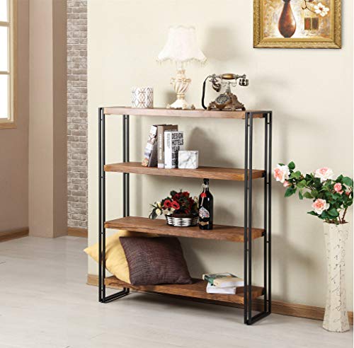 Fivegiven 4 Tier Bookshelf Rustic Industrial Bookcase With Modern Open Wood Shelves, Brown #TOP3