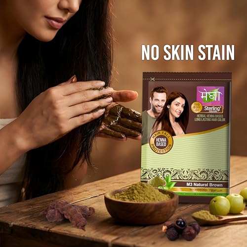 Image of Megha Mehandi Hair Colour for Women & Men, Henna Based Mehndi, Organic Hair Dye Without Chemicals and Ammonia, Brown, 10 g (Pack of 20)