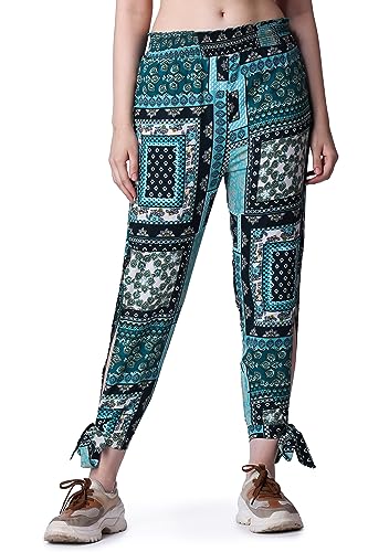 Image of POPWINGS Casual Boho Printed Side Long Slit Trousers for Women || Summer Wear Comfortable Pull-On Women Trousers || Western Relax-Fit Slit Trousers || Stylish Women Casual Trousers