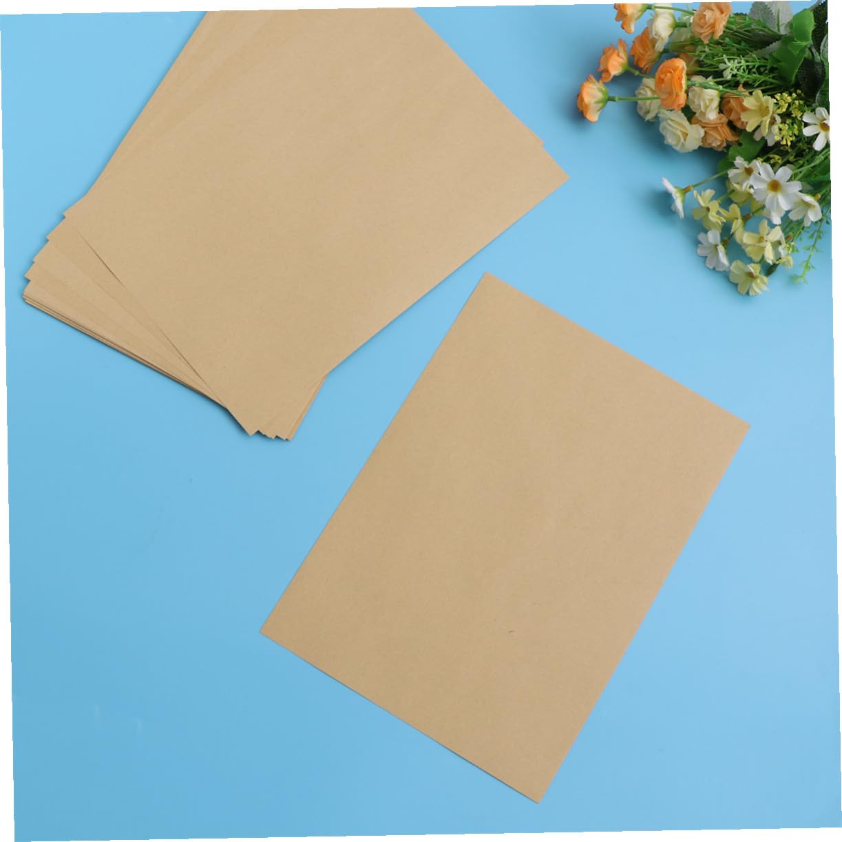 100blätter Kraftpapier Unbedruckt Blankopapier Schreibpapier Retro Vintage Briefpapier Schreibwaren für Kalligrafie und Bastelideen