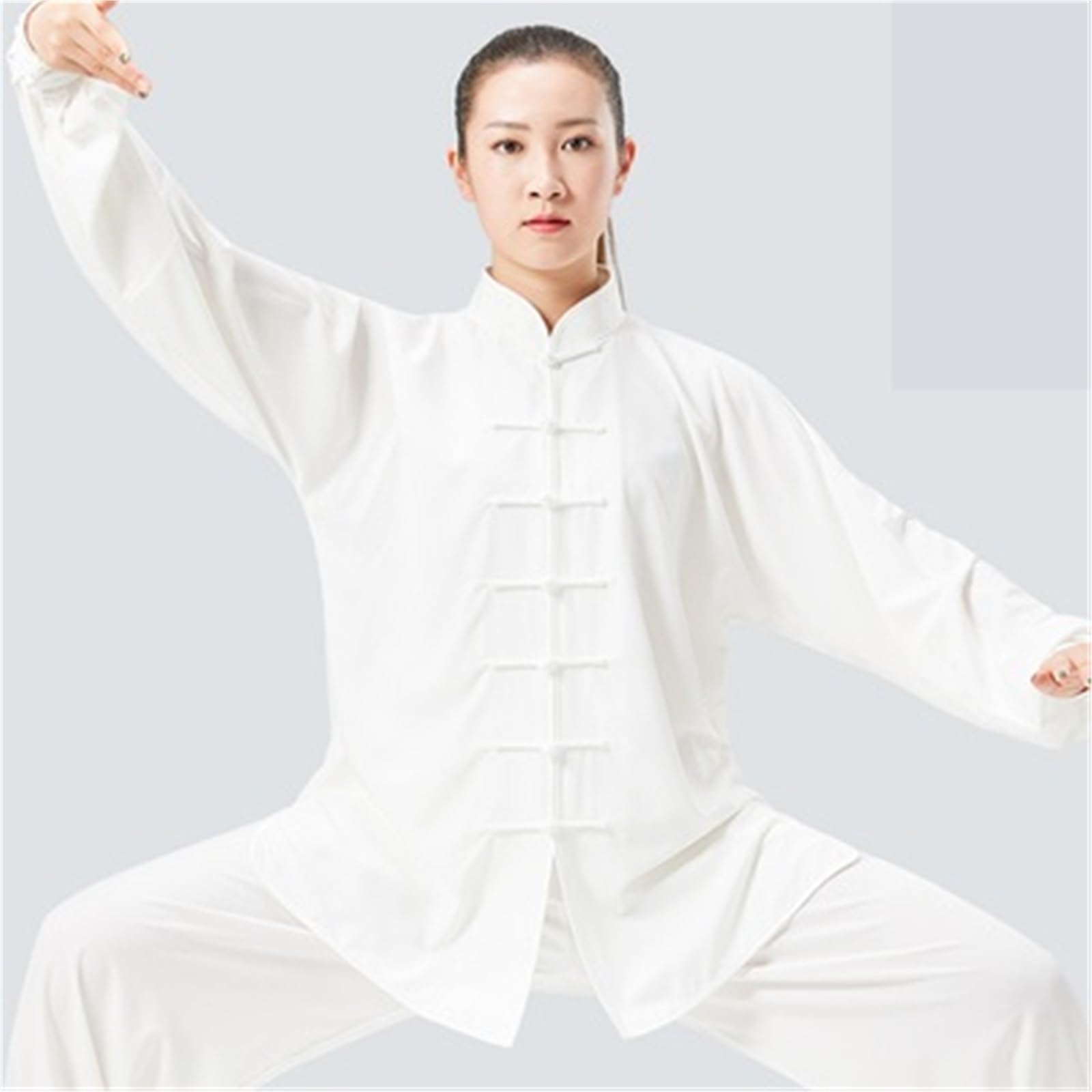 Tai Chi Kung Fu Uniform Traditionelle Kleidung Männer Frauen Erwachsene Seide Casual Arts Performance Praxis Kleidung Wushu Unisex Kung Fu Uniform(White 1,S)