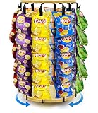 Usluole Chip Rack Display Stand, 5 Tiers 40 Clips Display Stand, 360°Rotating Wooden Base Chip Bag Holder Candy Display for Concession Stand Countertop, Party, Retail, Snack Organizer for Office Desk