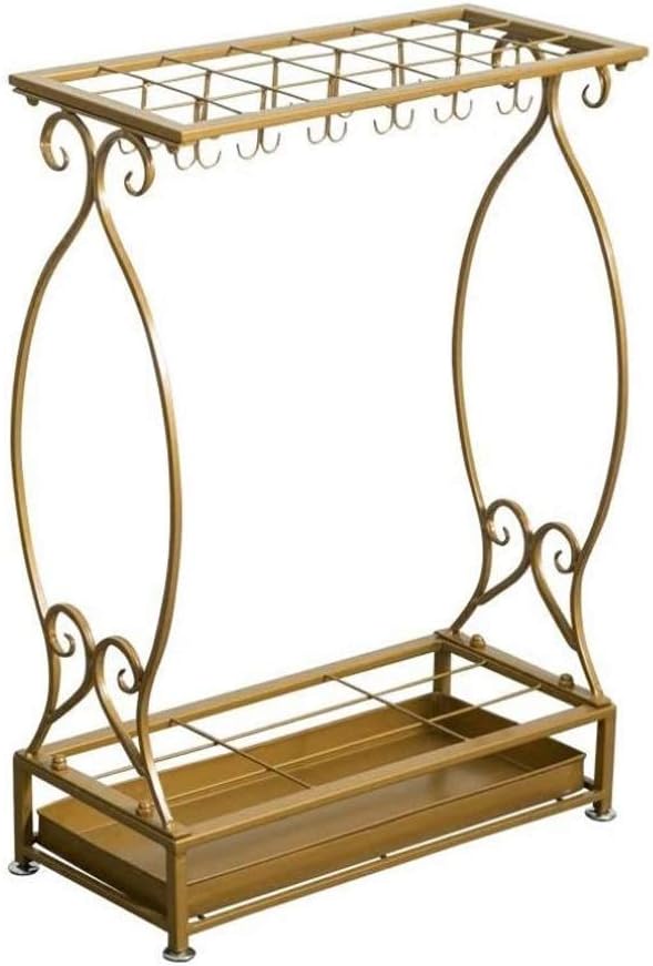 Umbrella Holder with Removable Drip Tray and Hooks, Metal Umbrella Stand Free Standing