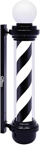 WDZD 35'' Barber Pole Light, Black White Rotating Hair Salon Open Sign, IP54 Waterproof, Save Energy, Wall Mount