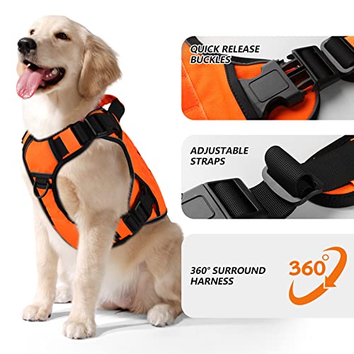 Wingoin Orange Dog Tactical Harness For Small Dogs No Pull Adjustable Reflective K9 Military Dog Service Dog Harnesses With Handle, Metal Buckles For Dachshund, Boston Terrier, Beagle(S) #TOP2