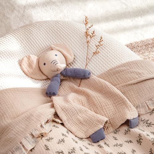Image of lulumoon Baby Security Blanket Elephant: Snuggle Muslin Lovey for Travel & Daycare - Self-Soothe Lovie for Newborn Gift