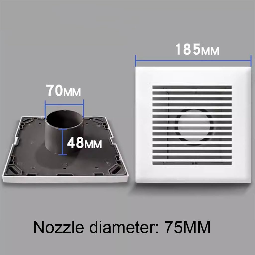 Griglia di ventilazione a parete in plastica ABS | 75/100 mm for casa, ufficio, bagno, WC, garage, camper, parete, soffitto(75mm)