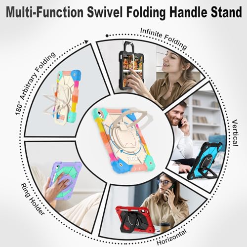 Image of WESOROL Case for iPad (A16) 11th /10th Generation 2025 /2022 with Screen Protector Rotating Stand Pencil Holder Shoulder Strap Heavy Duty Shockproof Cover for iPad 10th Gen Case,Colorful Blue