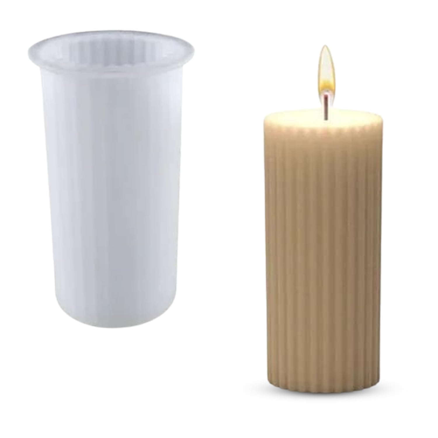 YellowCult 3D Cylinder Geometrical Stripes Big Pillar Mould Silicone Candle Mold for Aromatherapy Candles Epoxy Resin Casting Handmade Wax Soaps Polymer Clay DIY Art Crafts Supplies Home Decoration-C-image-29