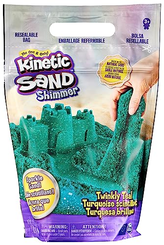 Kinetic Sand - Petrolfarbener Sand mit Glitzer im Beutel, 907 g, original...