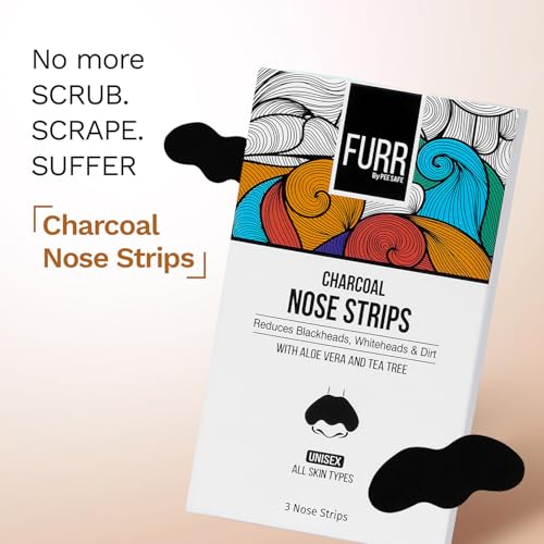 Image of FURR By Pee Safe Blackhead Remover Bamboo Charcoal Nose Strips (3 Pcs) | With Aloe Vera & Tea Tree Oil | Reduces & Prevents Blackheads, Whiteheads, Dirt and Oil | Cleanses Pores
