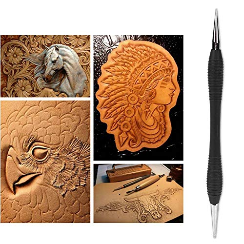 Leathercraft Modeling Tools Dual Head Detail Embossing Sculpting Press Tool for DIY Crafts(Awl Head), Black - Image 4