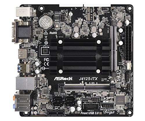 ASRock J4125-ITX, Intel, SOC (J4125), 2DDR4 (SO-DIMM), 8GB, VGA+DVI+HDMI, GBLAN, 4SATA3, 4USB3.2, MITX, One Size