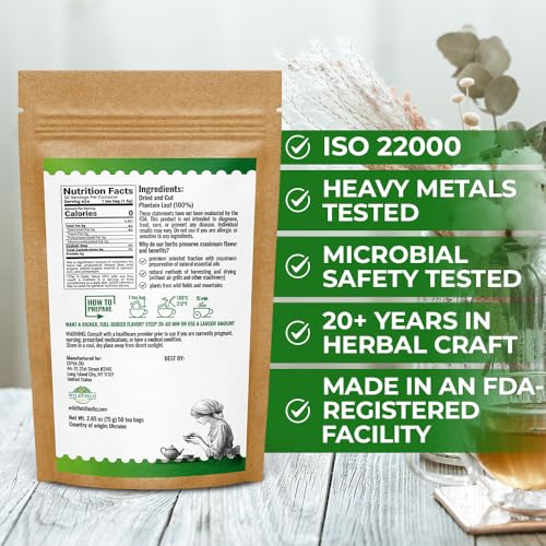 Image of 30 Bags Plantain Leaf Herb Tea Dried Plaintains Leaves (Plantago Major) - 30 Count 2g Tea Bags Greater Broadleaf Plantain Leaf Llanten
