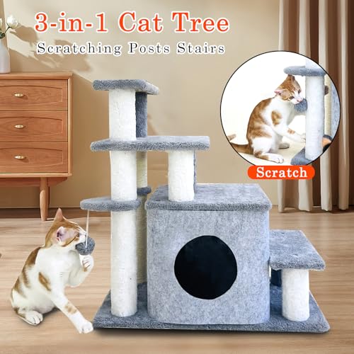 Torre de árbol para gatos con postes para rascar 25.6in miniatura 4
