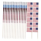 COOPHYA 200 Pièces Brochettes Fruits et Drapeau Américain Piques Apéritifs et Décoration Dessert Toppers pour Fête