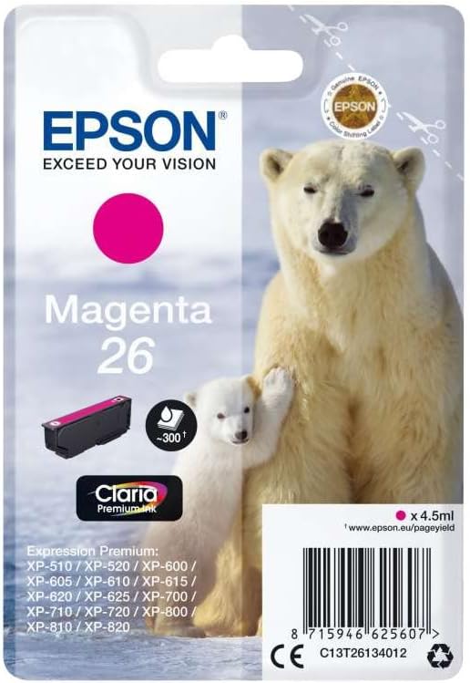 Epson C13T26134020 - Ink Cartridge, 300 Pages/5ml, Magenta, Now Available in Amazon Dash Replenishment