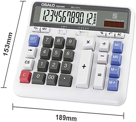 Accounting Extra Large LCD Display Large Button 12 Digit Solar Electronic Desktop Calculator (OS-2135 Pro)
