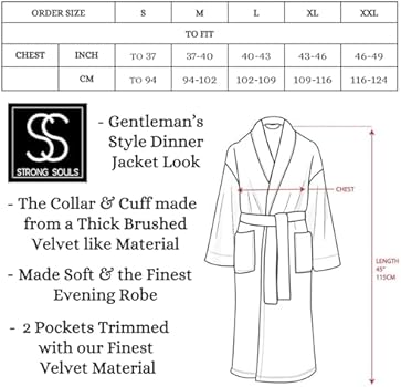 Strong Souls Heren luxe fleece ochtendjas met satijnen rand kraag