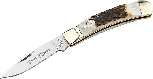 Boker Lockback - Cuchillo de bolsillo de 2.95 pulgadas, ciervo auténtico, serie tradicional 2.0, fabricado en Alemania