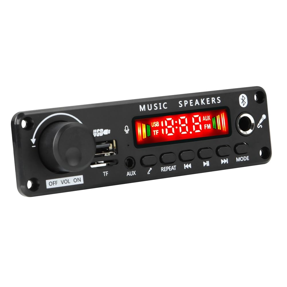 2x100W 12V Amplificador Reproductor de Audio Bluetooth 5.0 Placa Decodificadora de MP3 Reproductor de MP3 Módulo de Radio FM para Automóvil TF Micrófono USB Grabar Llamada