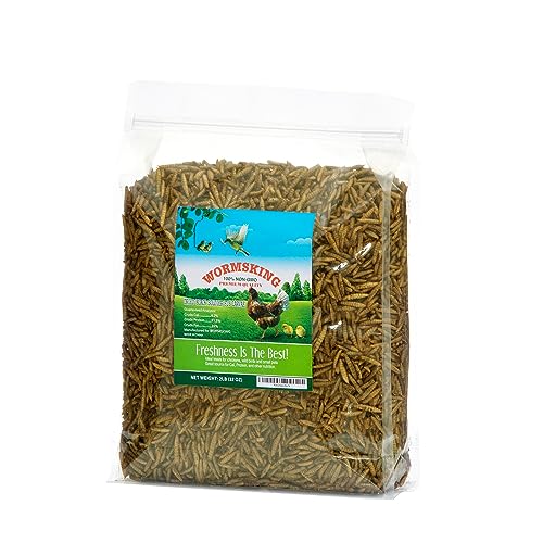 Image of WORMSKING 2LB Dried Black Soldier Fly Larvae, More Calcium Than Dried Mealworms, High Protein Chicken Feed, Poultry Treat, Chicken Scratch
