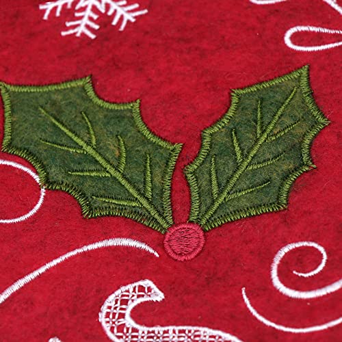 XAMSHOR-Christmas-Tree-Skirt-48-Inches-Embroidered-Xmas-Tree-Skirt-with-White-Trim-Holiday-Party-Ornaments-Indoor-Outdoor-Decorations-Snowflake-and-Leaves-Pattern-Red XAMSHOR Christmas Tree Skirt 48 Inches Embroidered Xmas Tree Skirt with White Trim Holiday Party Ornaments Indoor Outdoor Decorations Snowflake and Leaves Pattern Red