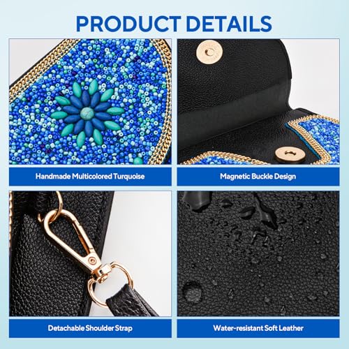 Image of Small Beaded Crossbody Bag for Women, Boho Cell Phone Shoulder Purse Wallet with Handcrafted Colorful Beads