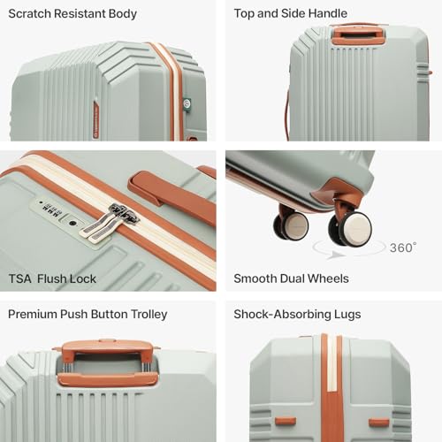 Image of uppercase Vector (Large) 75cm, Check-in Sustainable Trolley Bag, Hardsided Anti-Scratch 8 Wheel Double Spinner Luggage, TSA Lock & Anti-Theft Zippers, Suitcase for Unisex, 2000 Days Warranty (Green)