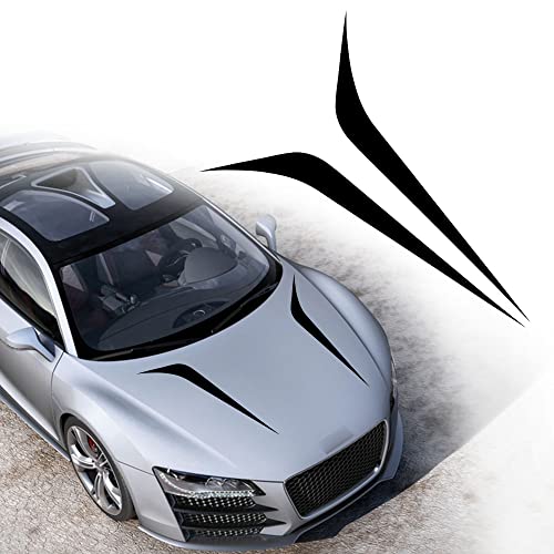 Image of TOMALL 2pcs 39 inch Car Hood Stripe Sticker for Auto Racing Sport Body Side Skirt Roof Hood Bumper Stripe Decal Universal Vinyl Modified Decoration for SUV Off-Road Vehicles (Black)