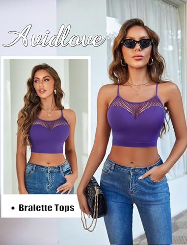 Image of Avidlove Sexy Tops for Women Fishnet Crop Tops Y2k Bralette Hollow Out Camisole Going Out Lingeries Top